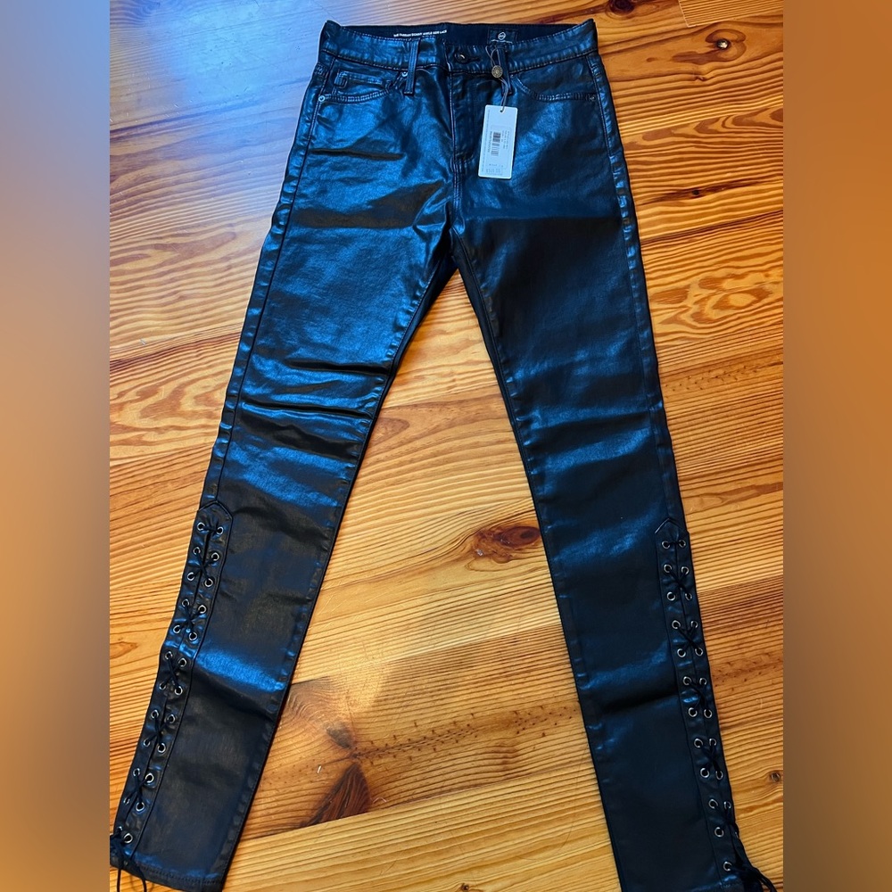 Ag Adriano Goldschmied Black Lace-Up Skinny Jeans